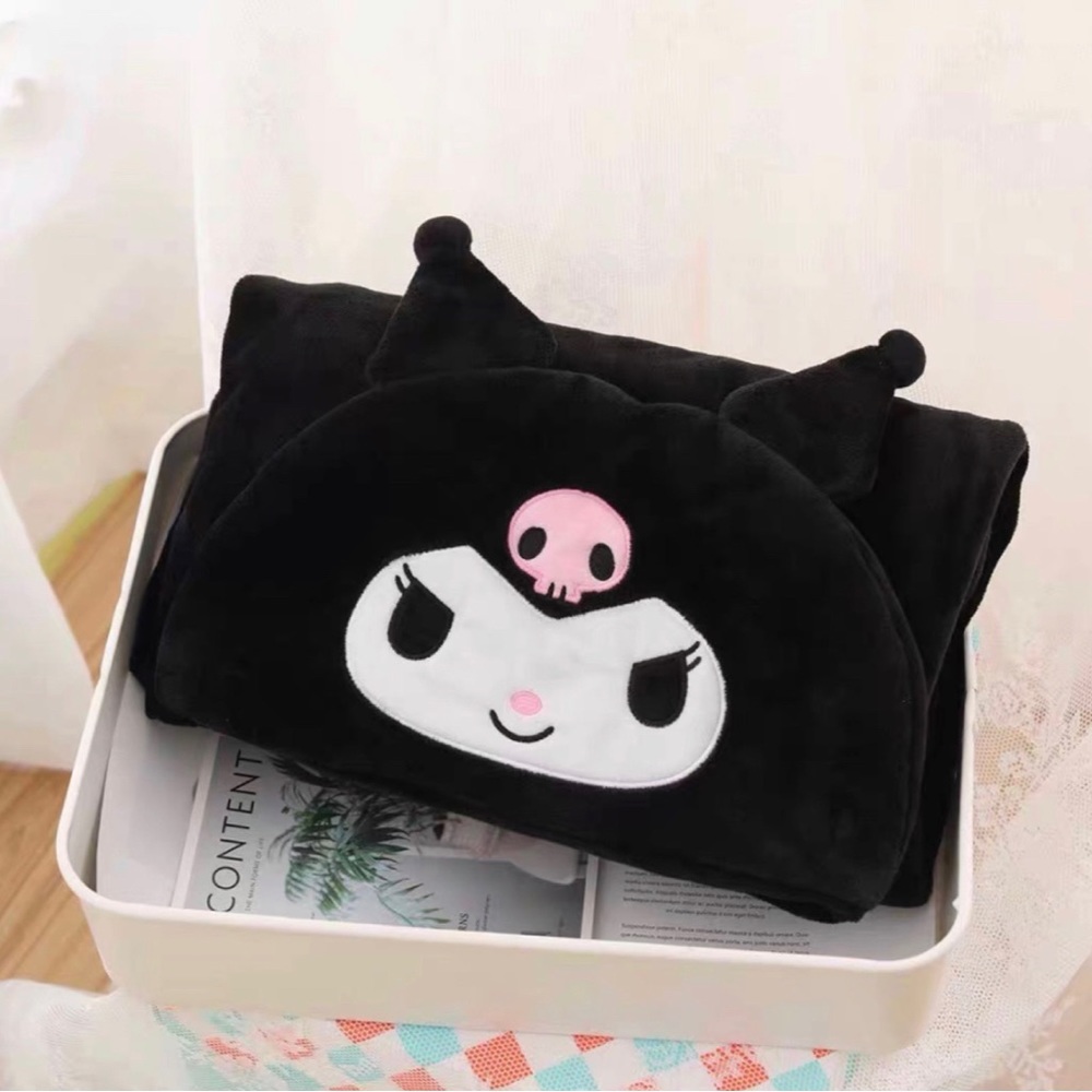 Sanrio Kuromi Hoodie/Cape blanket with button